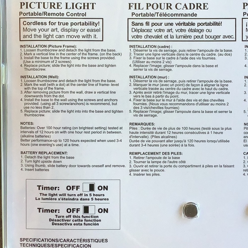 LED Cordless Picture Light with Remote Control - Picture 3 of 4